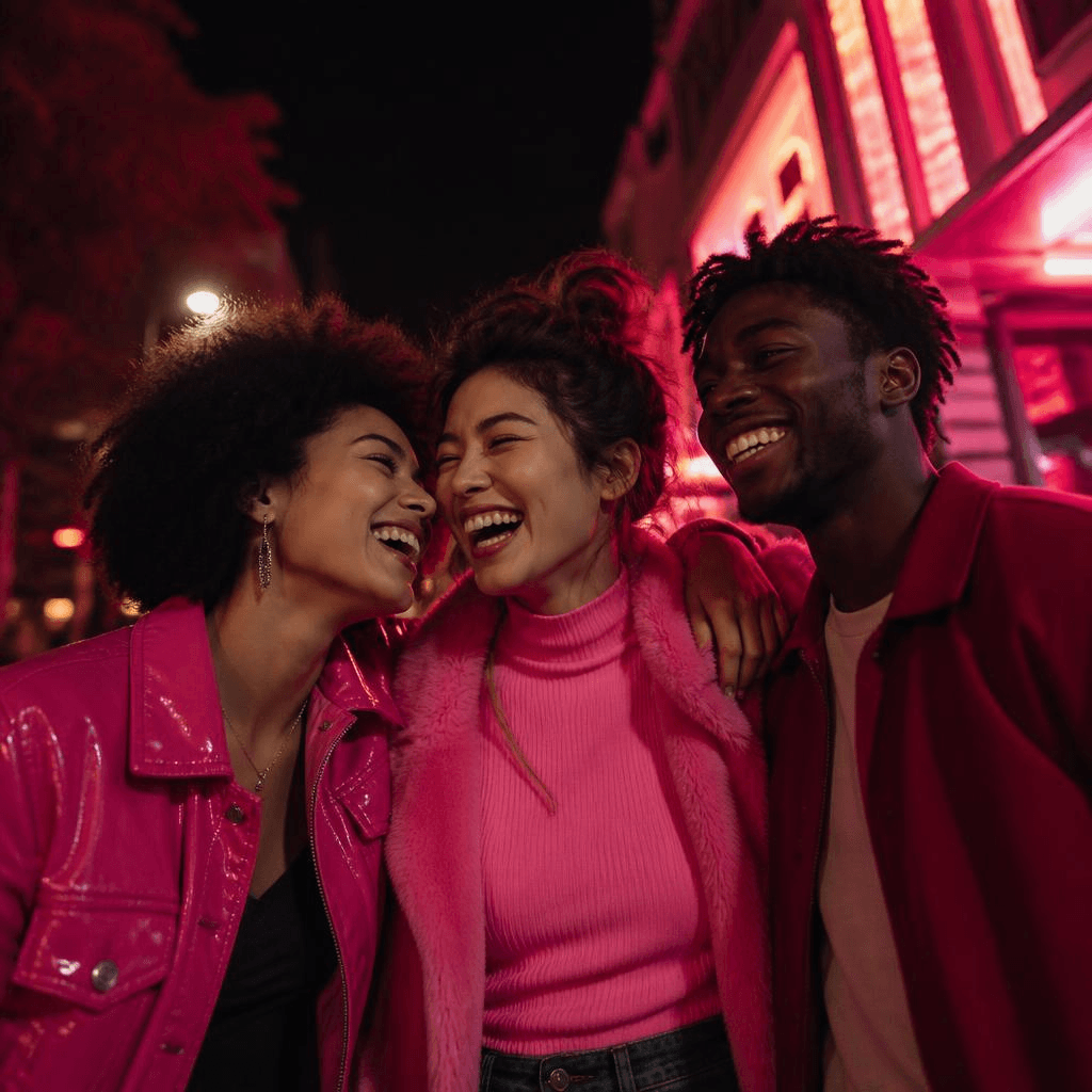 Urban friendship scene